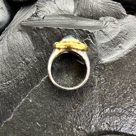 NAVA ZAHAVI 24k Gold & Sterling Silver Aventurine Ring - Picture 3 of 6